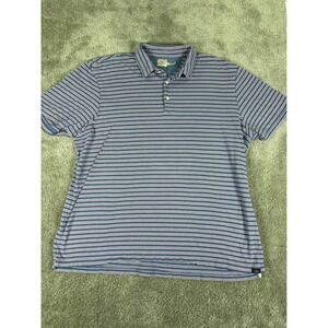 Faherty Brand Mens XXL Blue Pink Striped Short Sleeve Cotton Polo Shirt